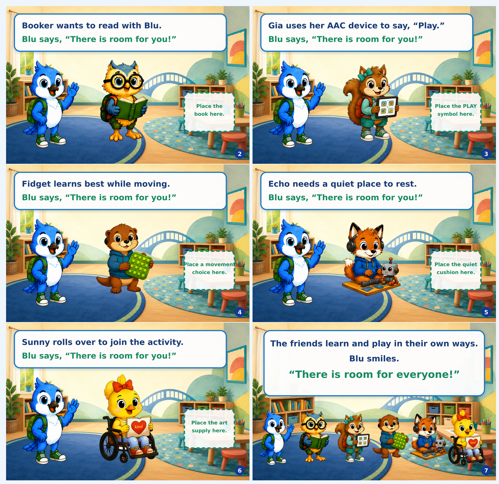 Preview of pages from the Blu Makes Room Learning Crew mini story